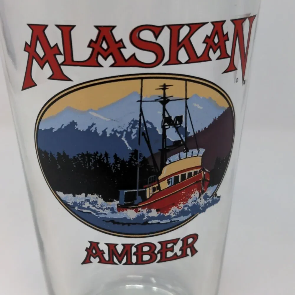 16-Oz Alaska Amber Alt Style Beer Pint Beer Glass RARE *SEE DETAILS